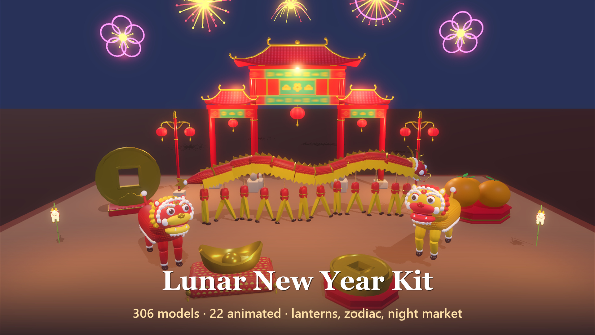 Lunar New Year Kit - 306 Low-Poly Models 3D Model