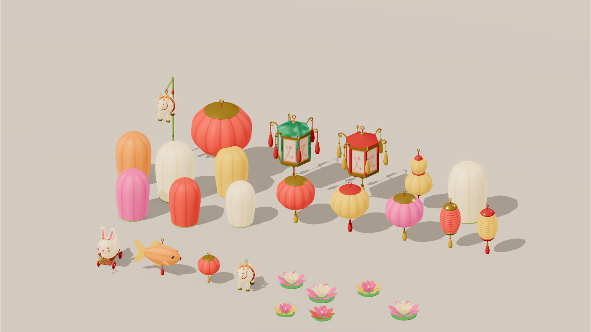 Lunar New Year Kit - 306 Low-Poly Models 3D Model