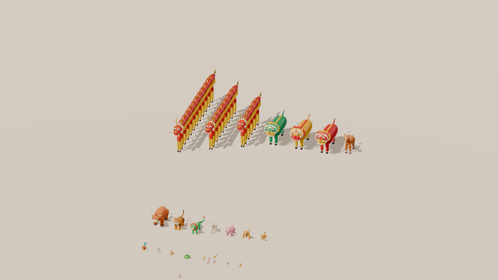 Lunar New Year Kit - 306 Low-Poly Models 3D Model