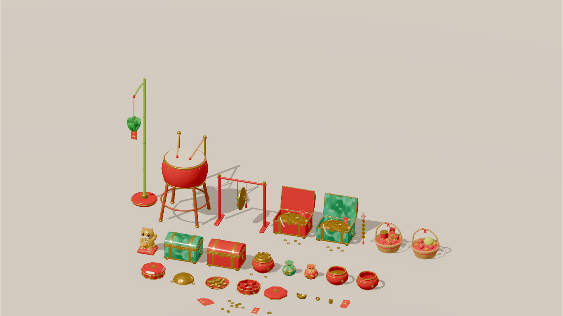 Lunar New Year Kit - 306 Low-Poly Models 3D Model
