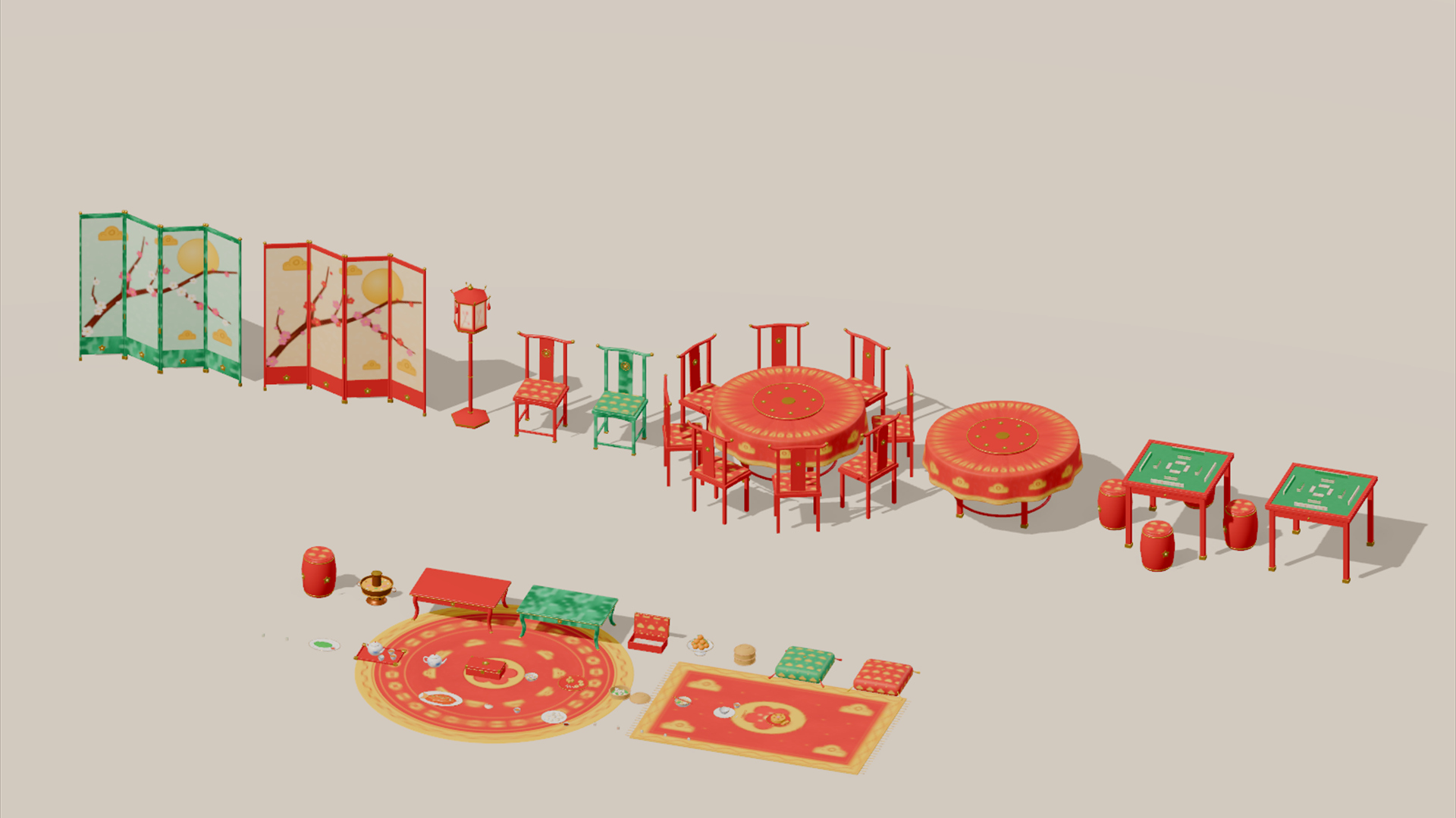 Lunar New Year Kit - 306 Low-Poly Models 3D Model