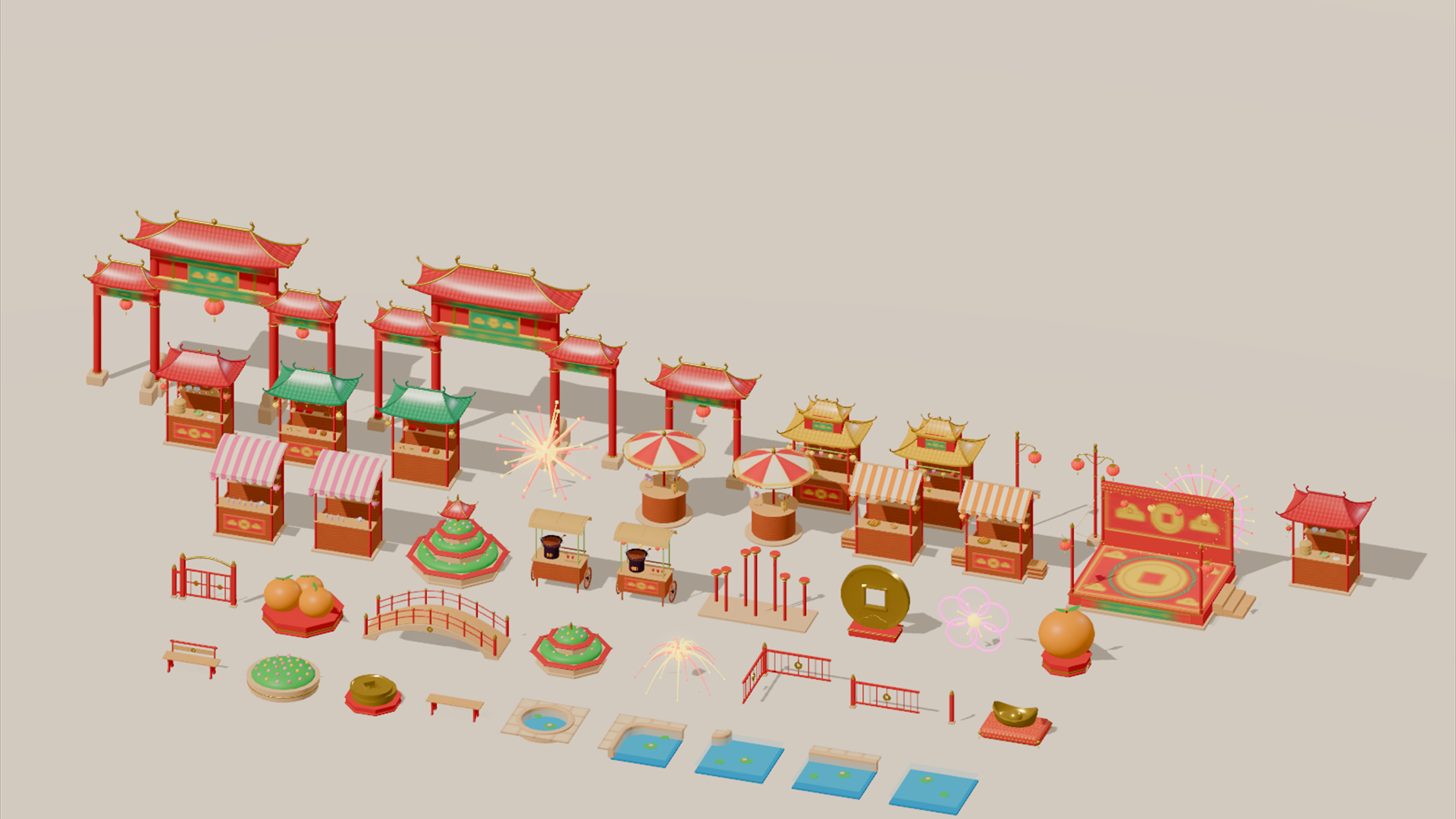 Lunar New Year Kit - 306 Low-Poly Models 3D Model