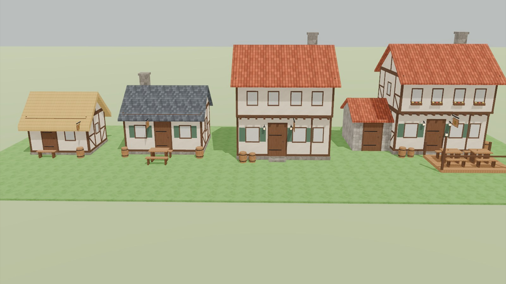 Medieval Village &amp Tavern Kit - 94 Low-Poly Models 3D Model