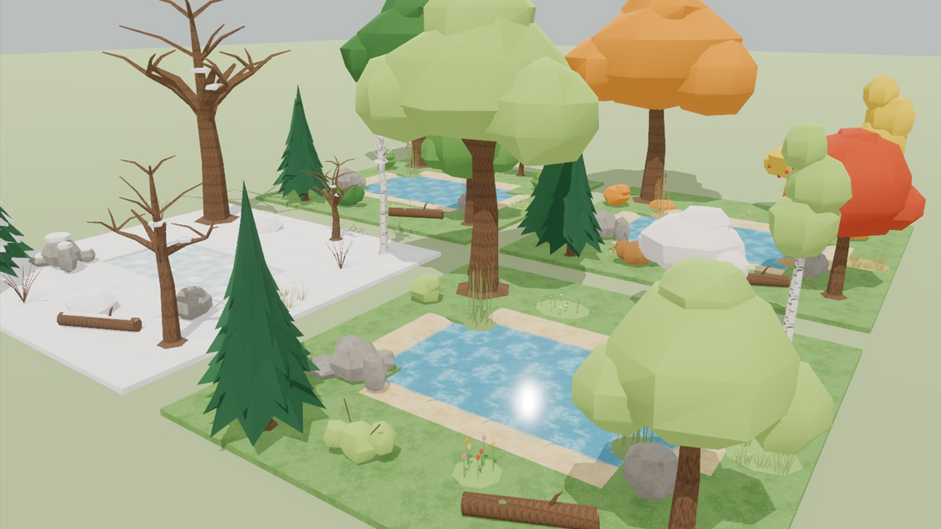 Nature by Seasons - Complete - 230 Low-Poly Models 3D Model