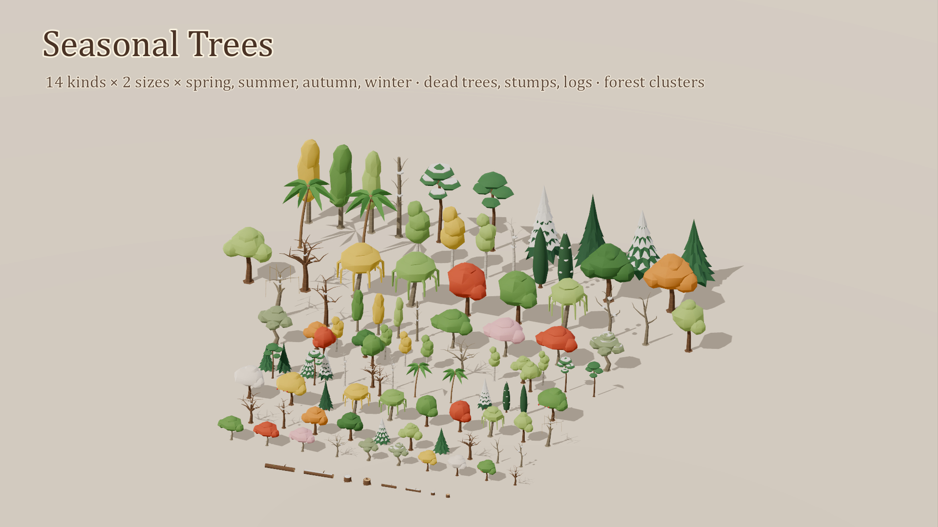 Nature by Seasons - Complete - 230 Low-Poly Models 3D Model