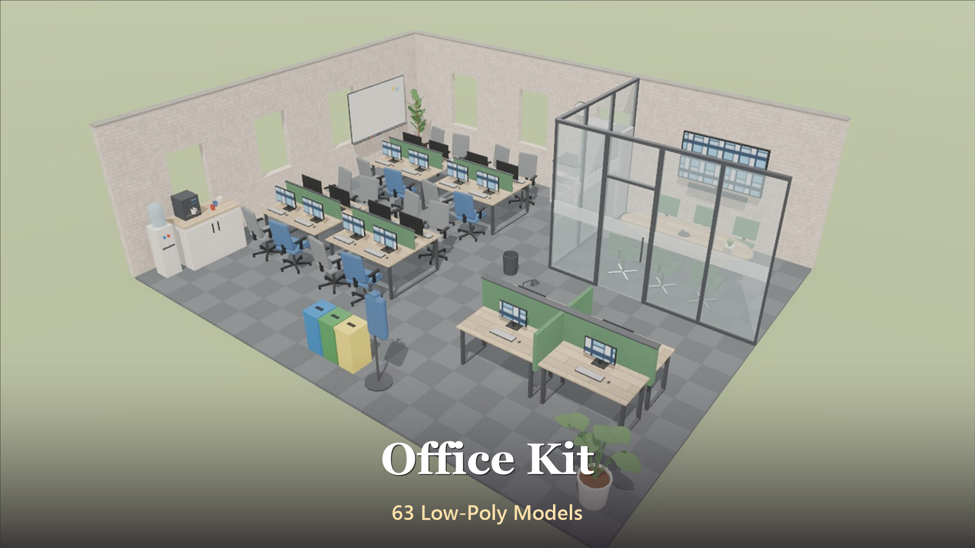 Office Kit - 63 Low-Poly Models 3D Model