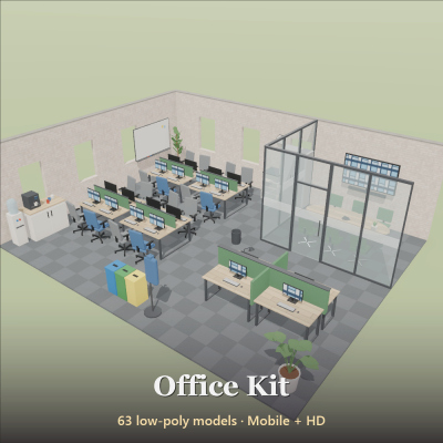 Office Kit - 63 Low-Poly Models