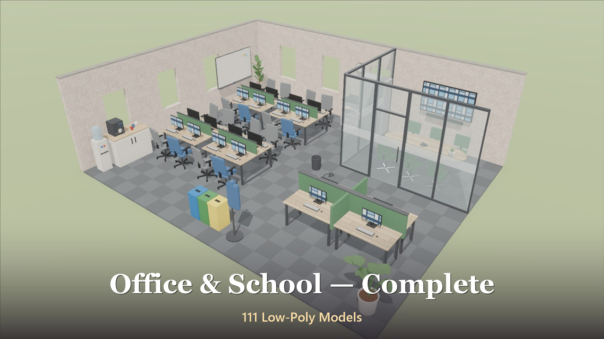 Office & School - Complete - 111 Low-Poly Models 3D Model