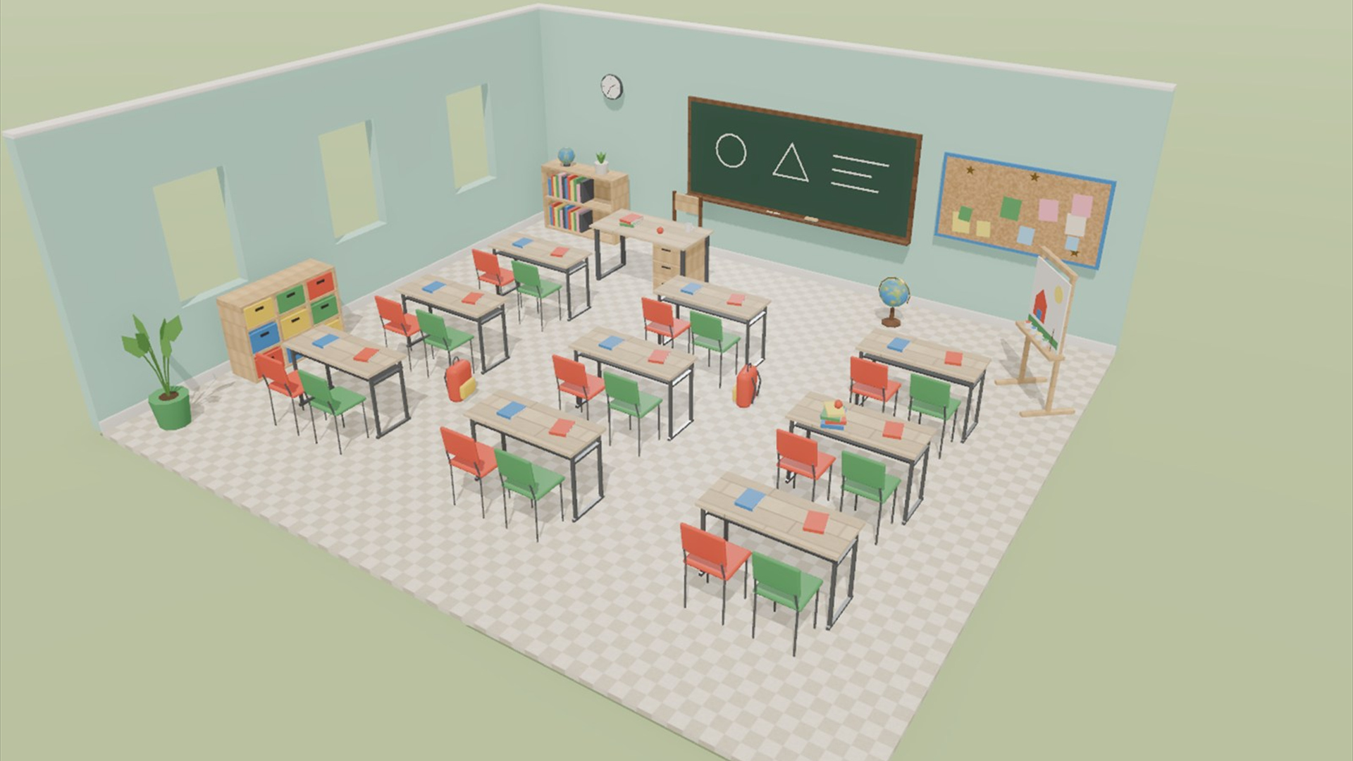 Office &amp School - Complete - 111 Low-Poly Models 3D Model
