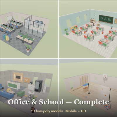 Office & School - Complete - 111 Low-Poly Models