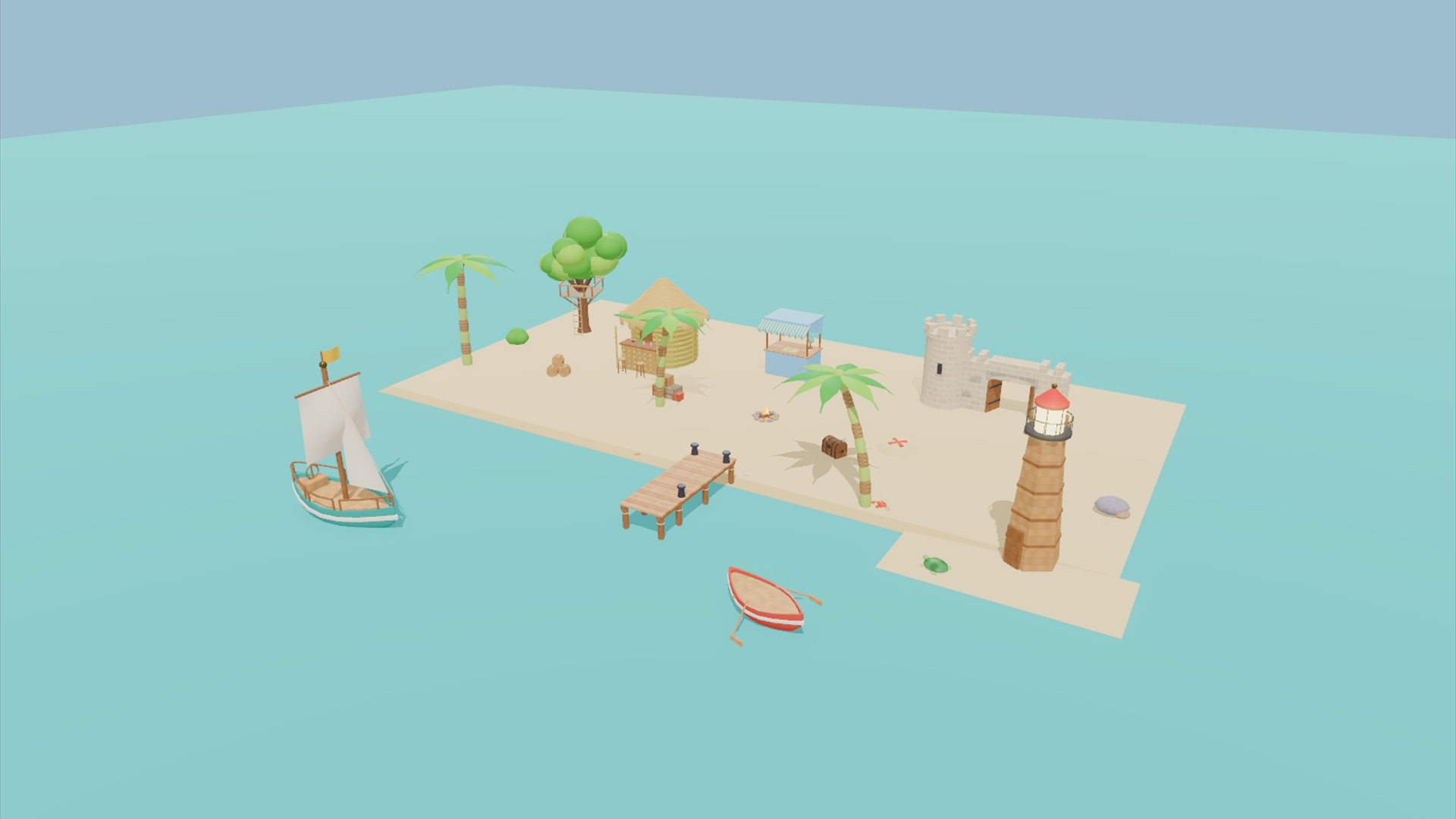 Pirate Cove Kit - 424 Low-Poly Models 3D Model