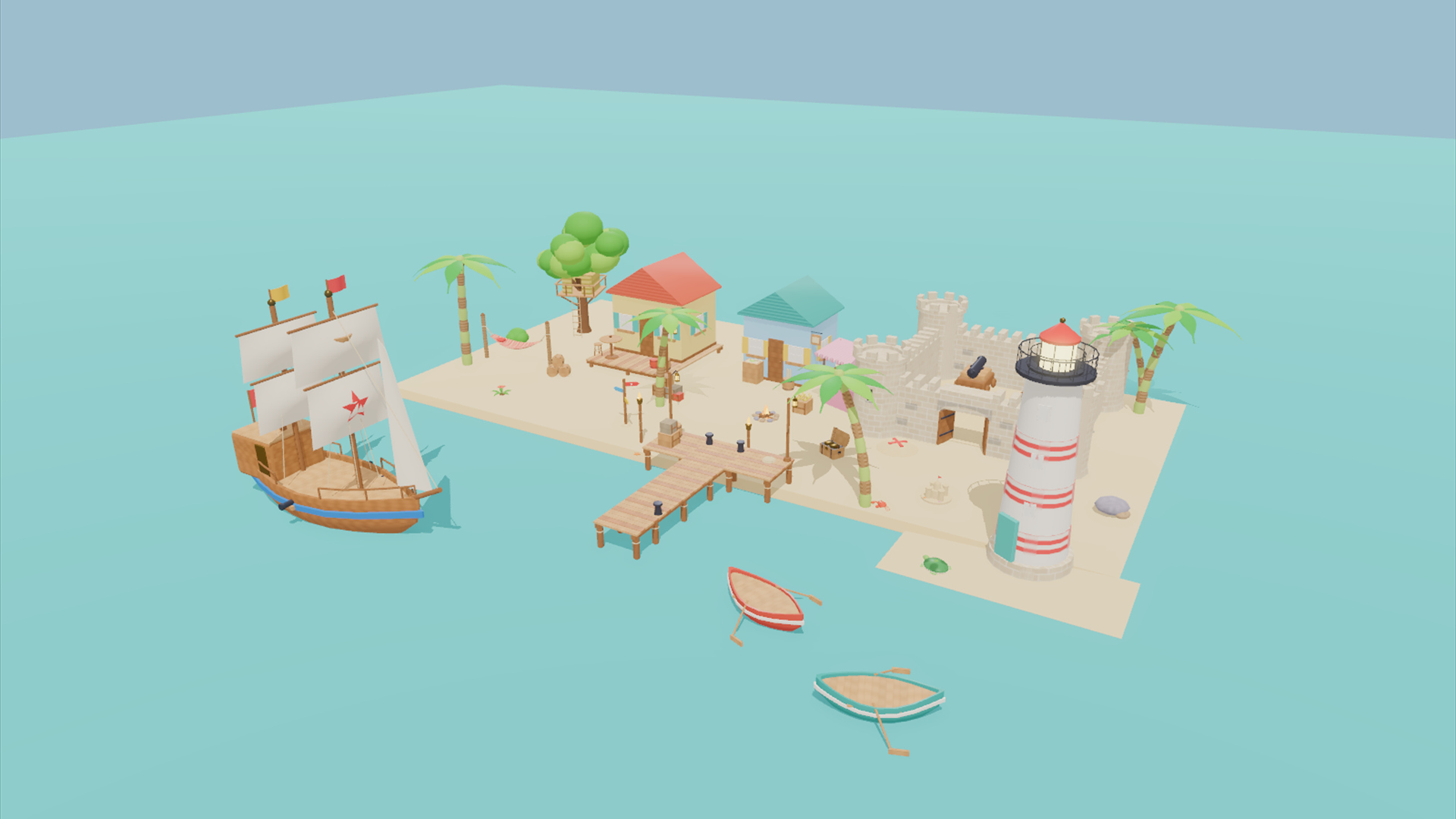 Pirate Cove Kit - 424 Low-Poly Models 3D Model