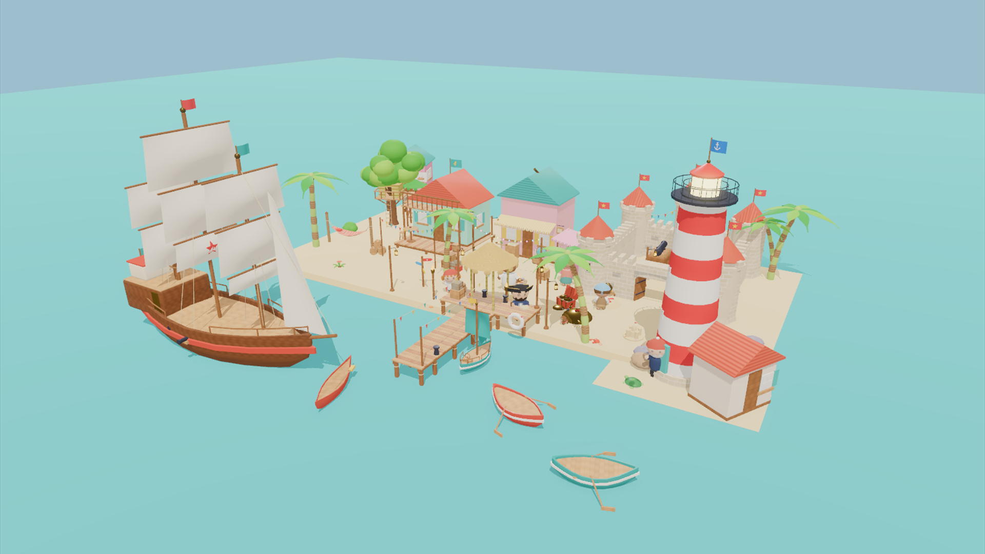 Pirate Cove Kit - 424 Low-Poly Models 3D Model