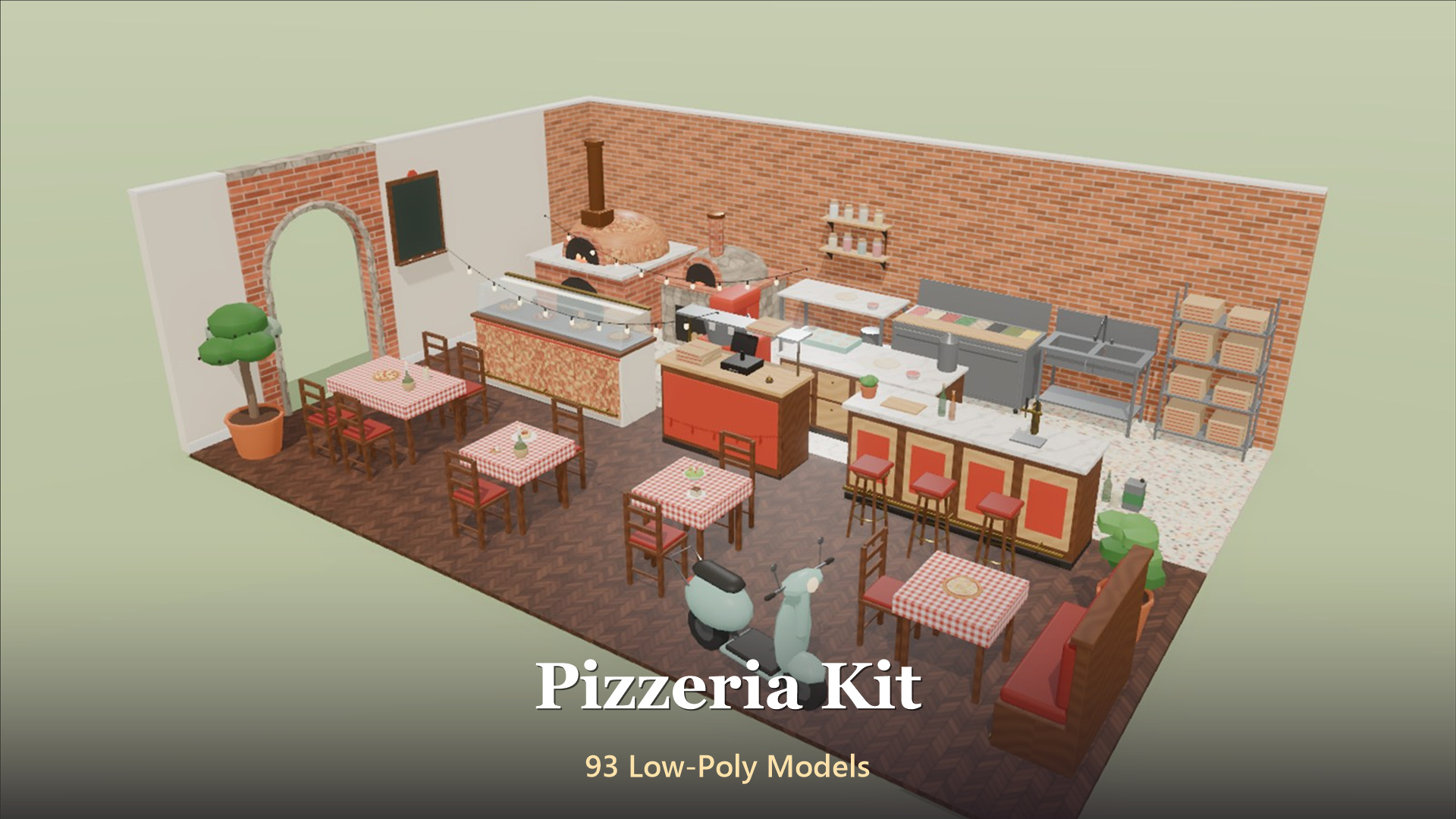 Pizzeria Kit - 93 Low-Poly Models 3D Model