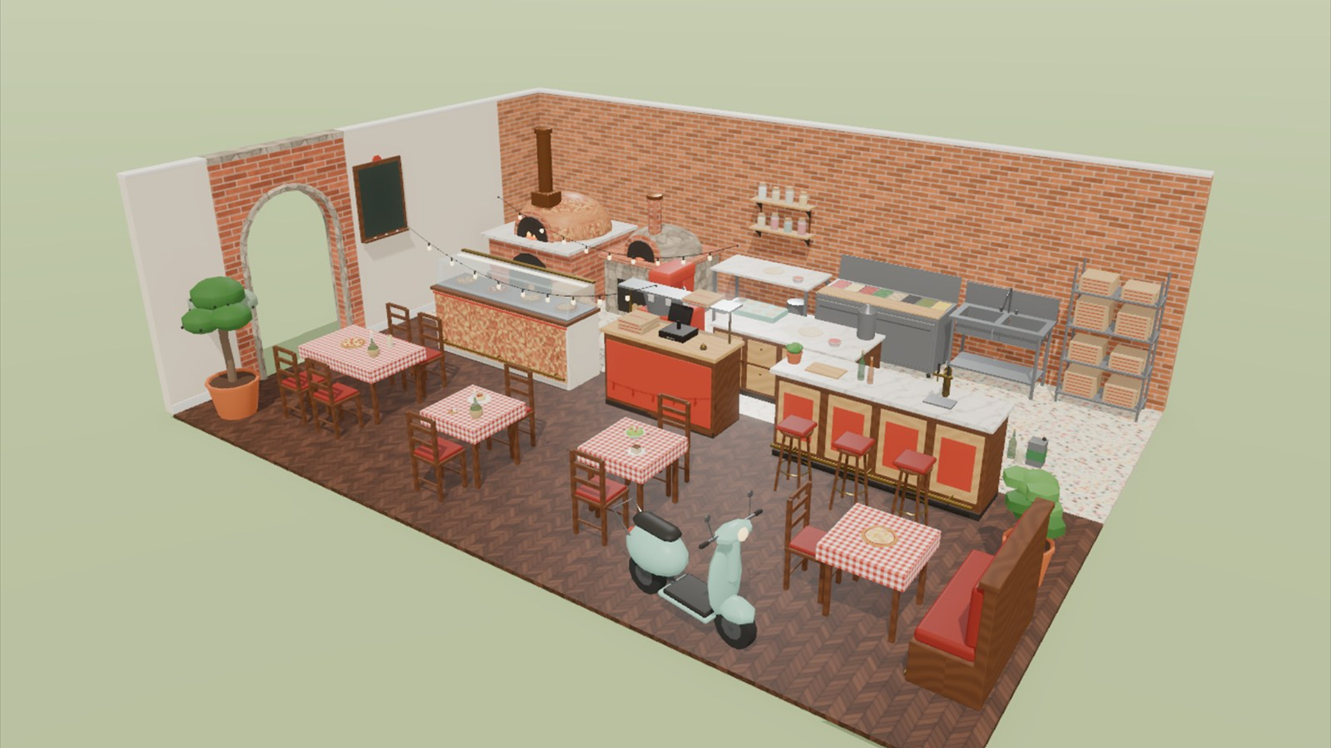Pizzeria Kit - 93 Low-Poly Models 3D Model