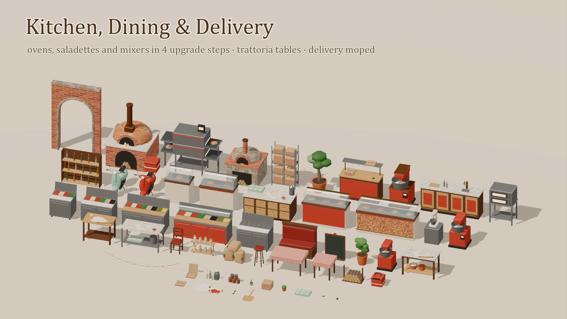 Pizzeria Kit - 93 Low-Poly Models 3D Model