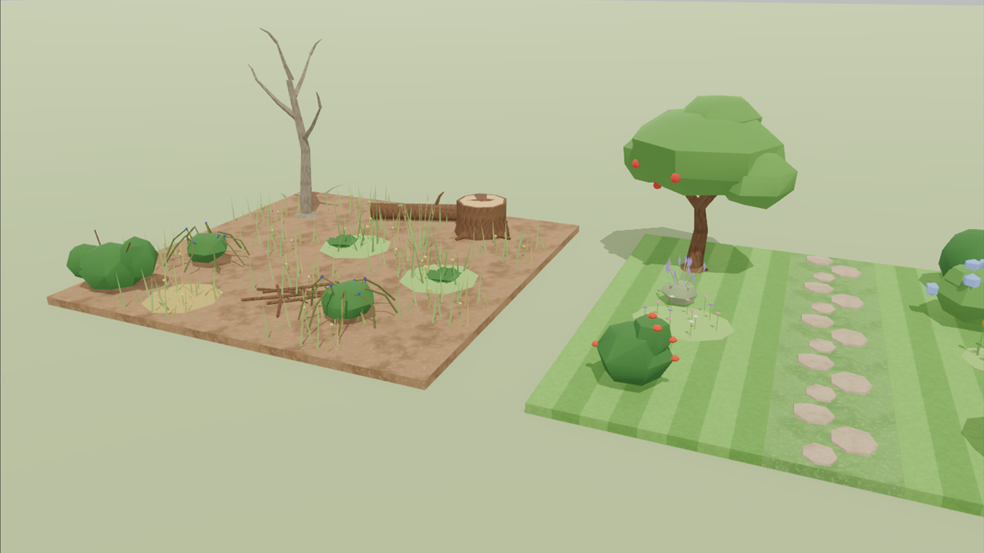 Plants Rocks & Terrain Kit - 132 Low-Poly Models 3D Model