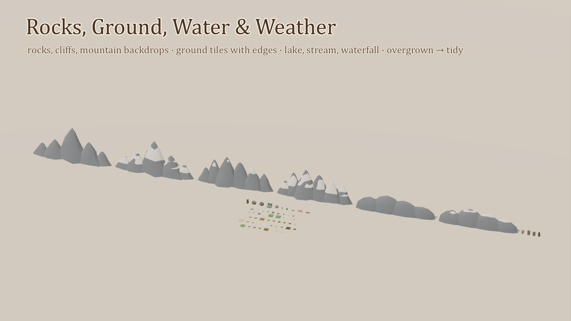 Plants Rocks &amp Terrain Kit - 132 Low-Poly Models 3D Model