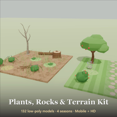 Plants, Rocks & Terrain Kit - 132 Low-Poly Models