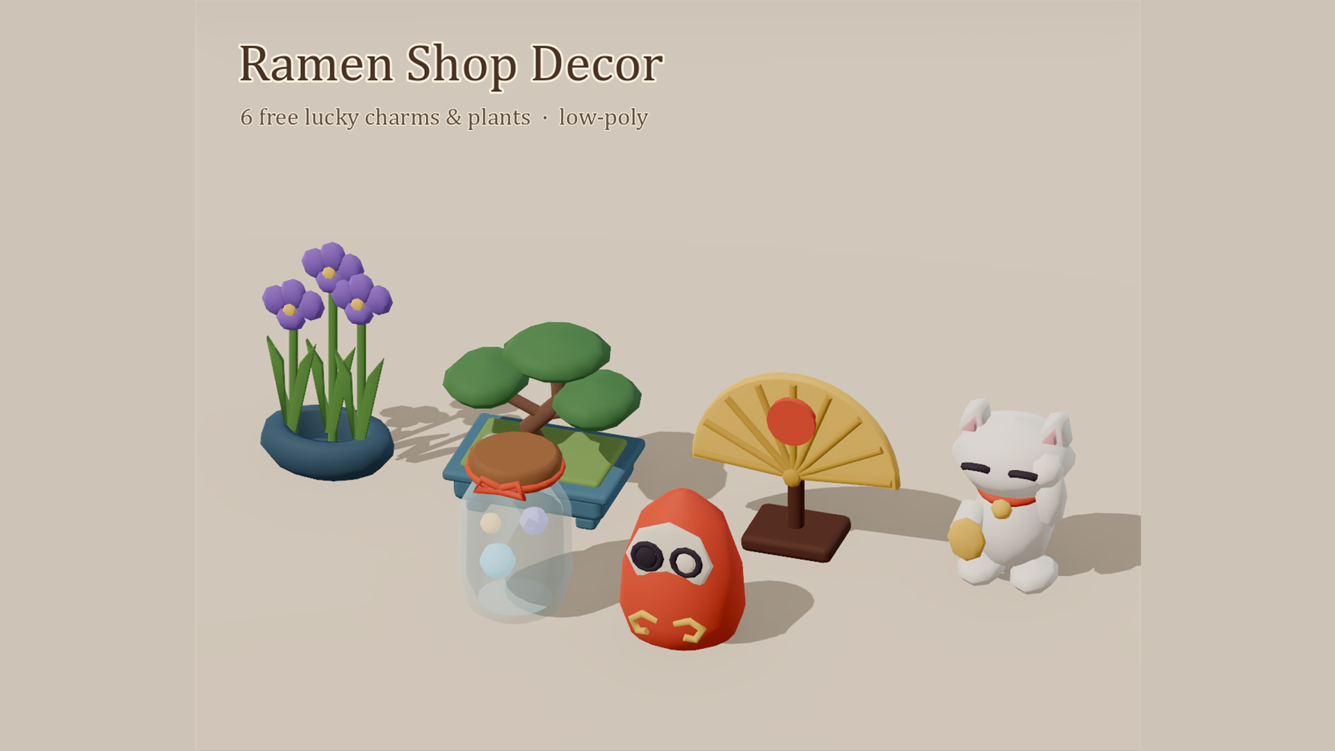 Ramen Shop Decor - 6 Free Low-Poly Models 3D Model