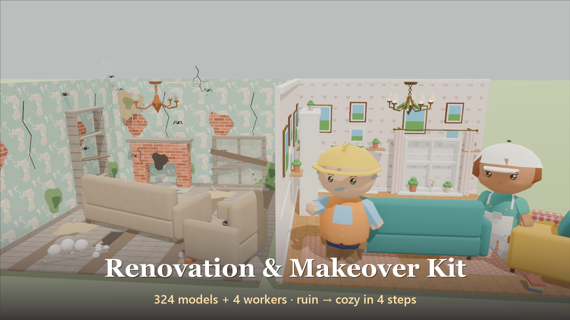 Renovation &amp Makeover Kit - 328 Low-Poly Models 3D Model