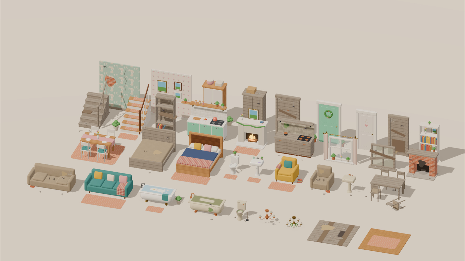 Renovation & Makeover Kit - 328 Low-Poly Models 3D Model