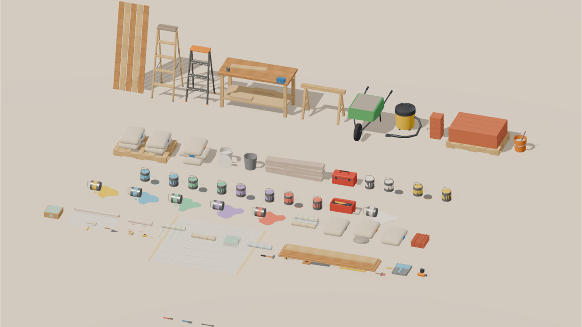 Renovation &amp Makeover Kit - 328 Low-Poly Models 3D Model