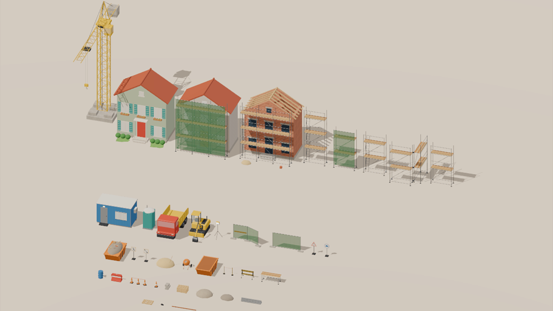 Renovation & Makeover Kit - 328 Low-Poly Models 3D Model