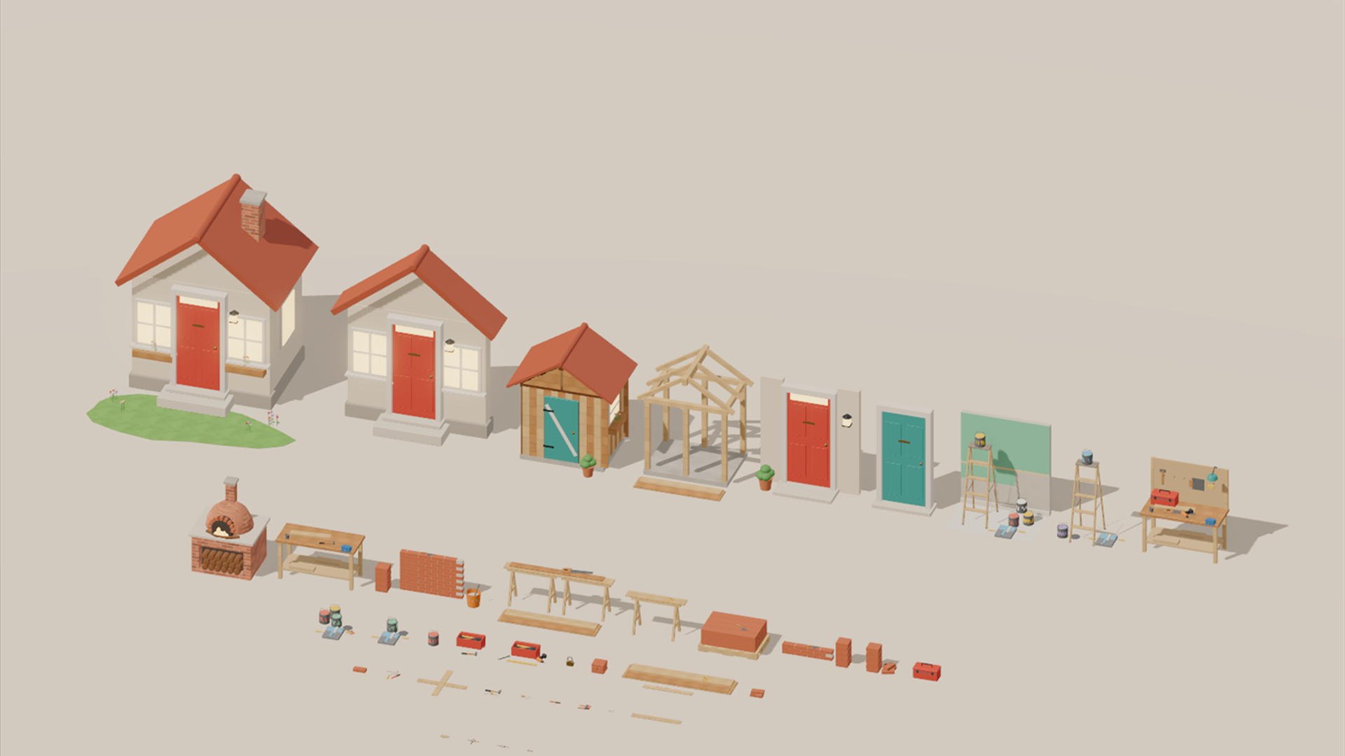 Renovation & Makeover Kit - 328 Low-Poly Models 3D Model