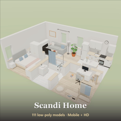 Scandi Home Kit - 111 Low-Poly Models