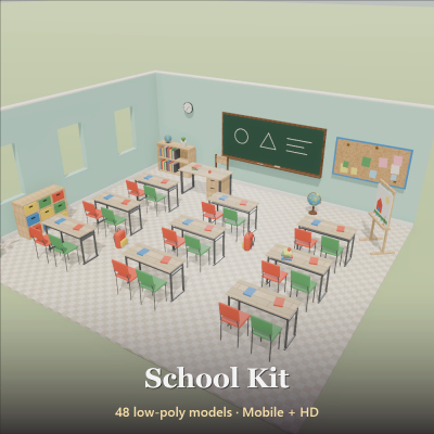 School Kit - 48 Low-Poly Models