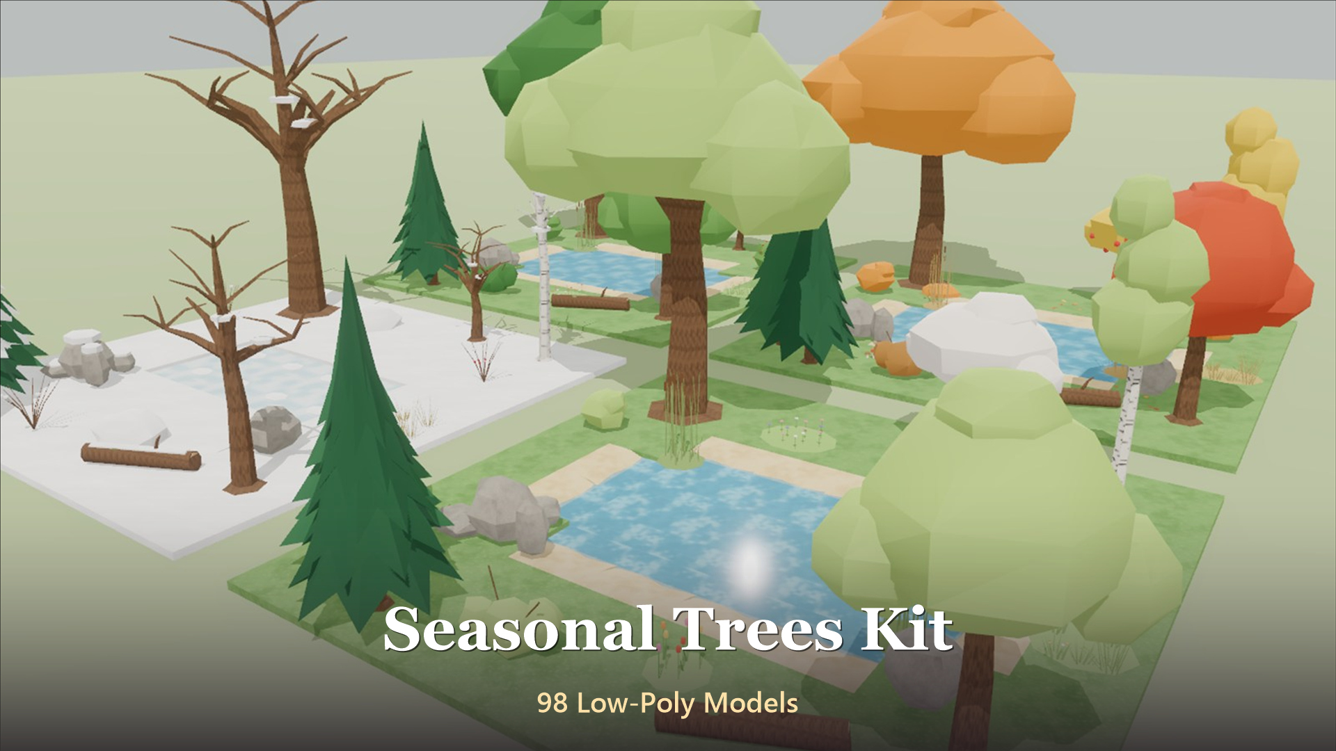 Seasonal Trees Kit - 98 Low-Poly Models 3D Model