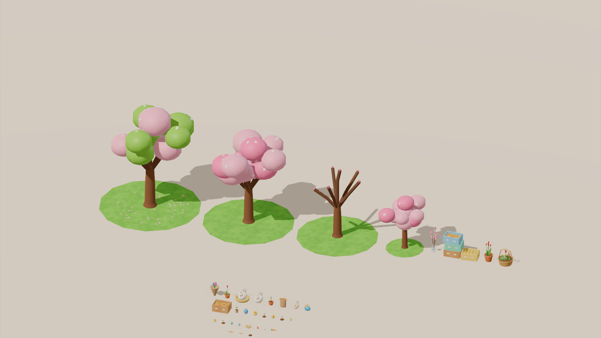 Spring & Easter Kit - 385 Low-Poly Models 3D Model