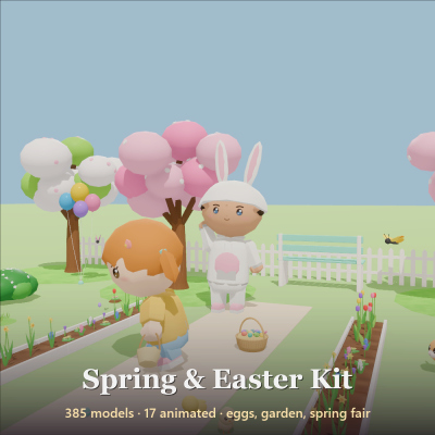 Spring & Easter Kit - 385 Low-Poly Models