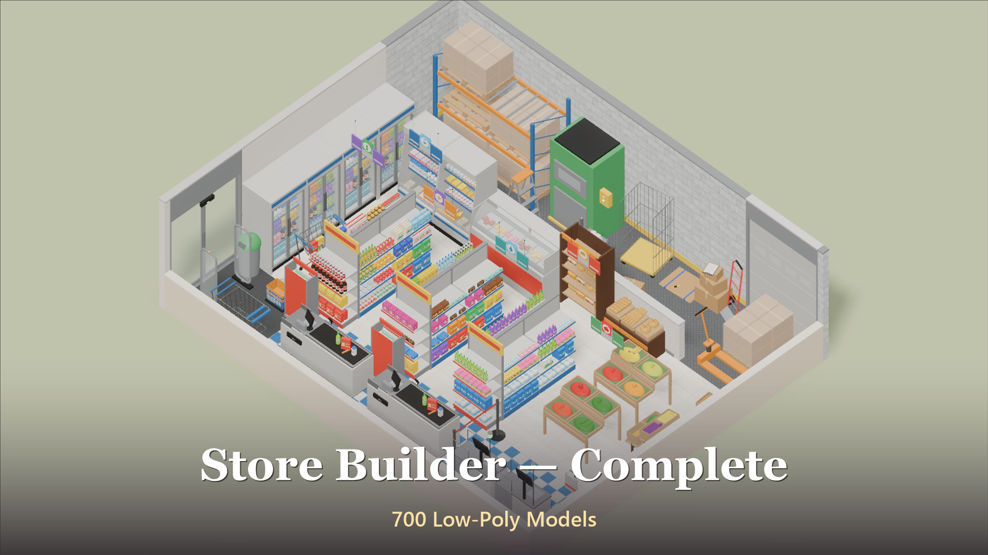 Store Builder - Complete - 700 Low-Poly Models 3D Model