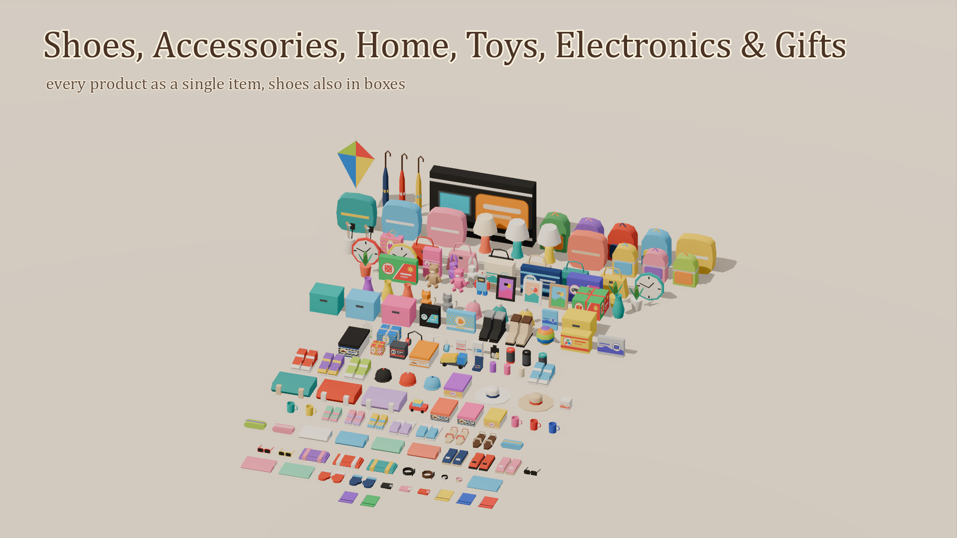 Store Builder - Complete - 700 Low-Poly Models 3D Model