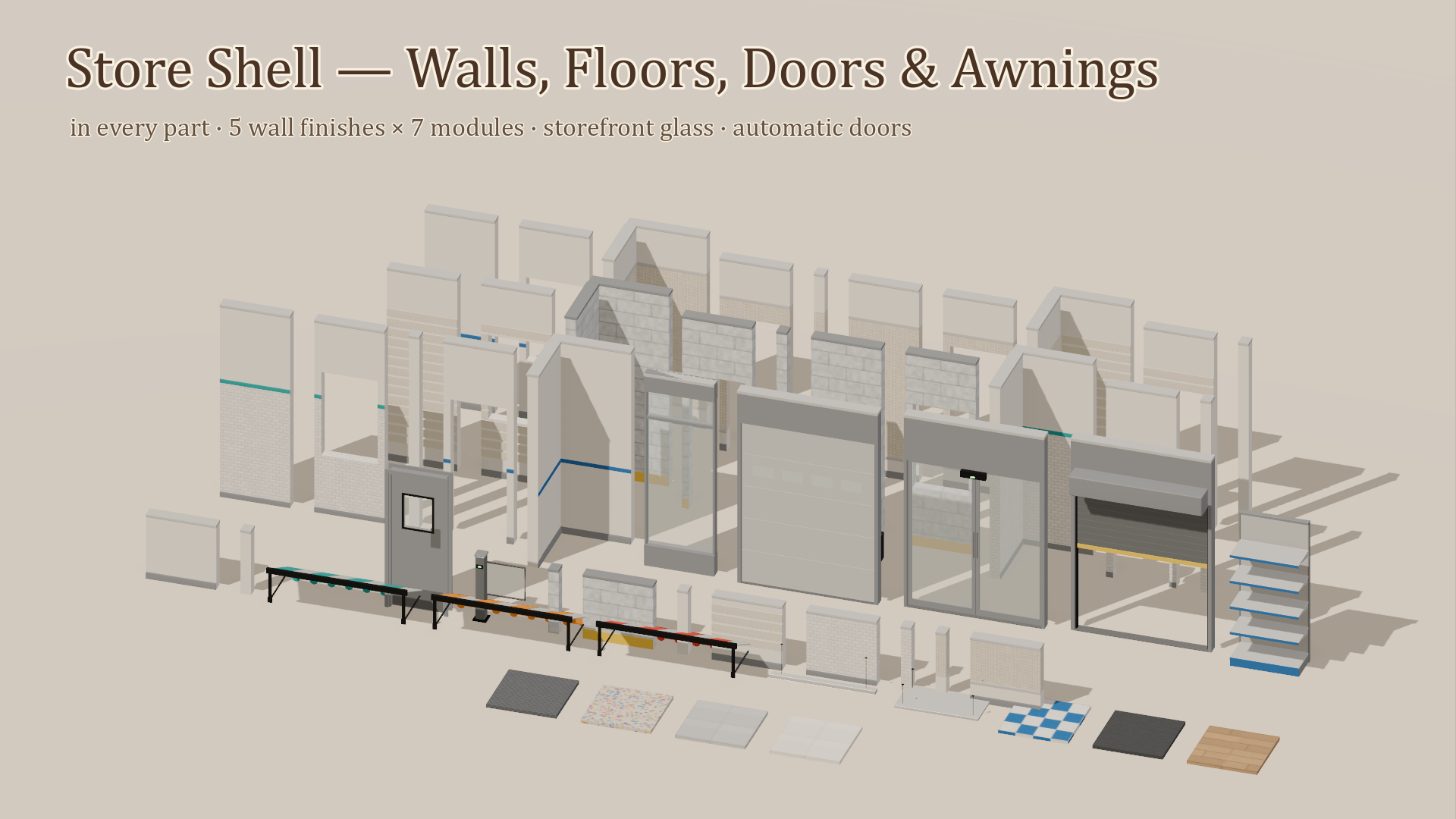 Store Builder - Complete - 700 Low-Poly Models 3D Model