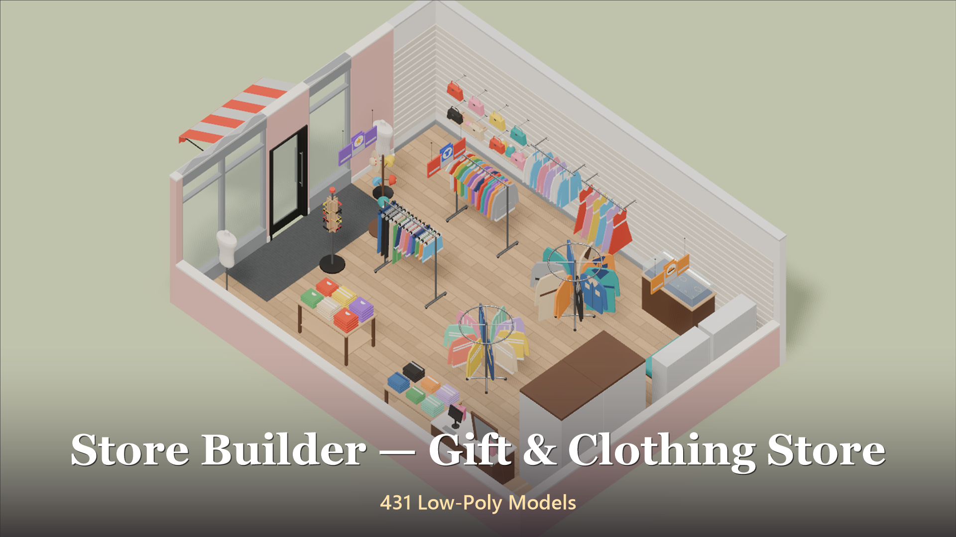 Store Builder - Gift & Clothing Store - 431 Low-Poly Models 3D Model