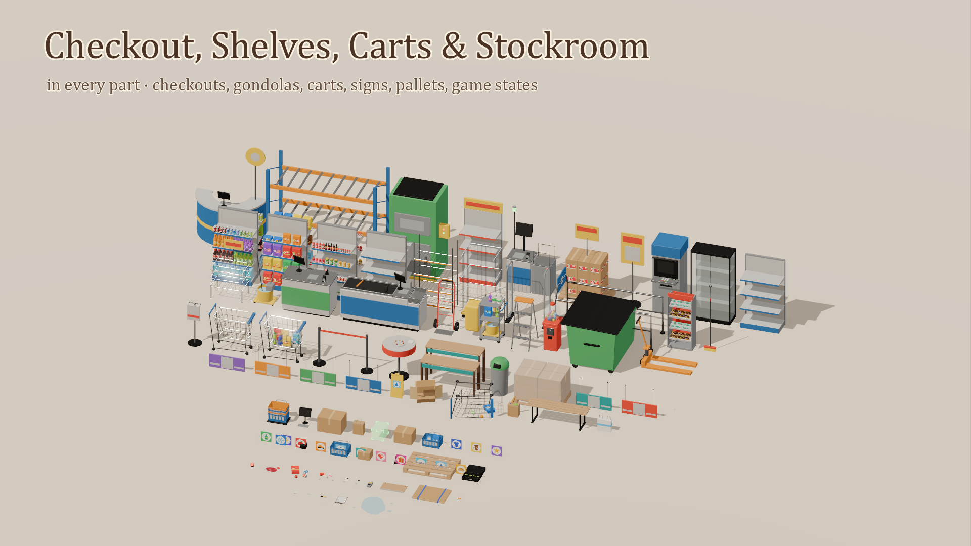 Store Builder - Gift & Clothing Store - 431 Low-Poly Models 3D Model