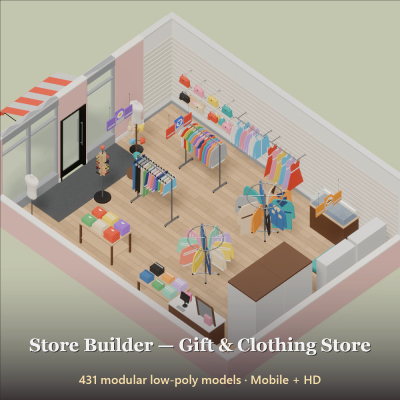 Store Builder - Gift & Clothing Store - 431 Low-Poly Models