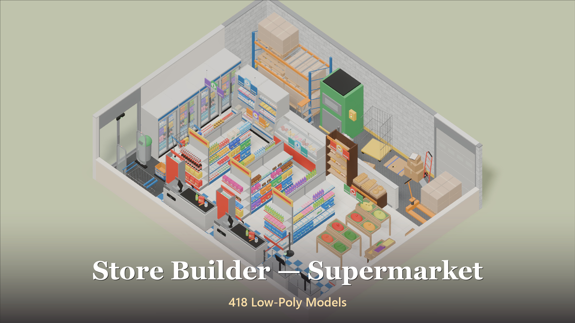 Store Builder - Supermarket - 418 Low-Poly Models 3D Model