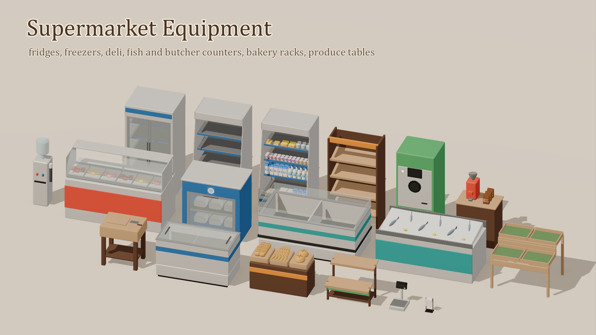 Store Builder - Supermarket - 418 Low-Poly Models 3D Model