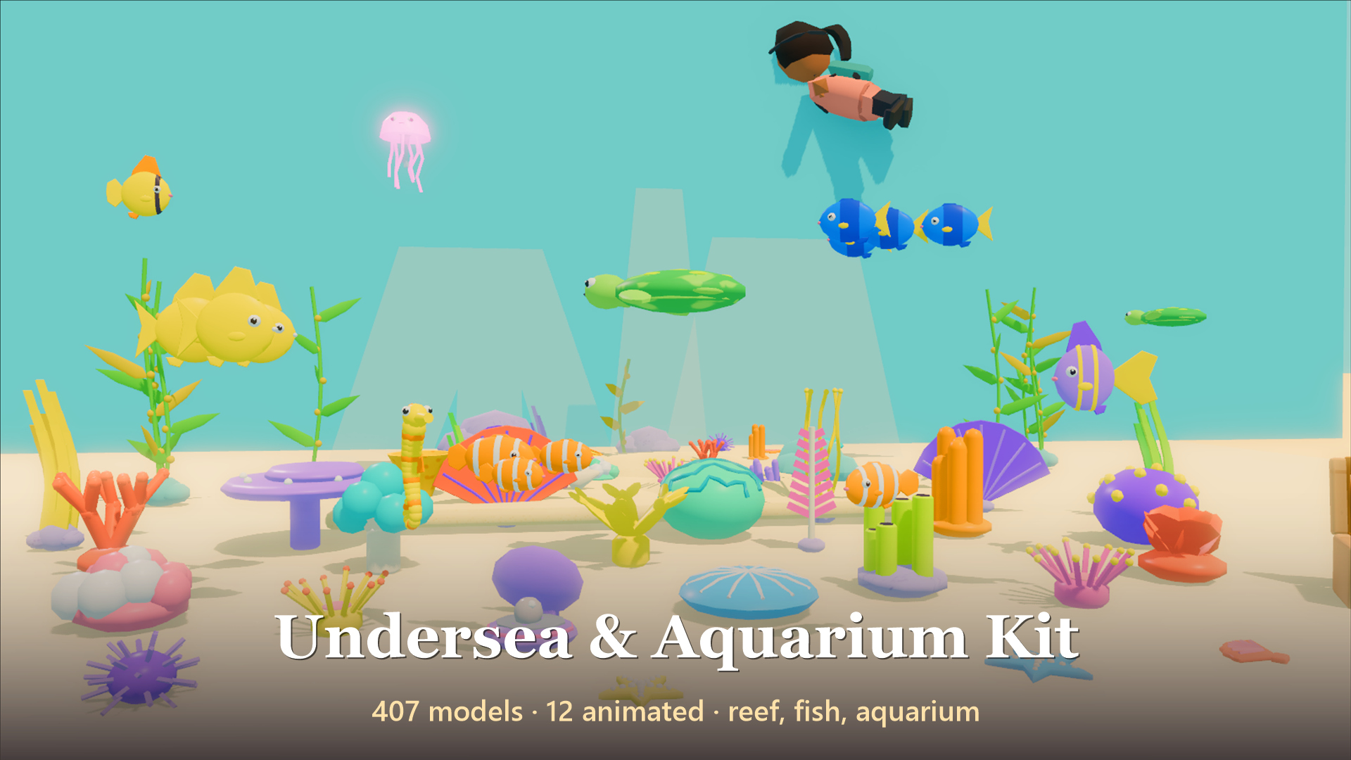 Undersea &amp Aquarium Kit - 419 Low-Poly Models 3D Model