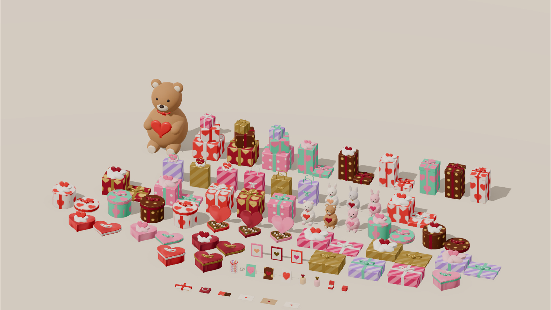Valentine&039s Day Kit - 401 Low-Poly Models 3D Model