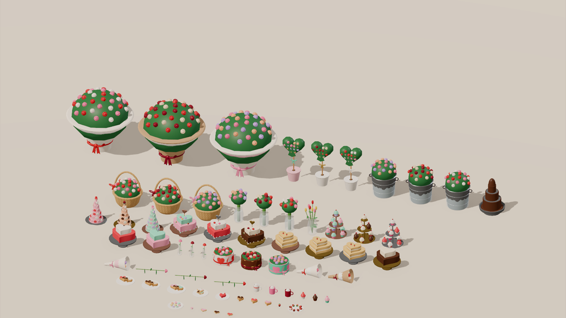 Valentine&039s Day Kit - 401 Low-Poly Models 3D Model