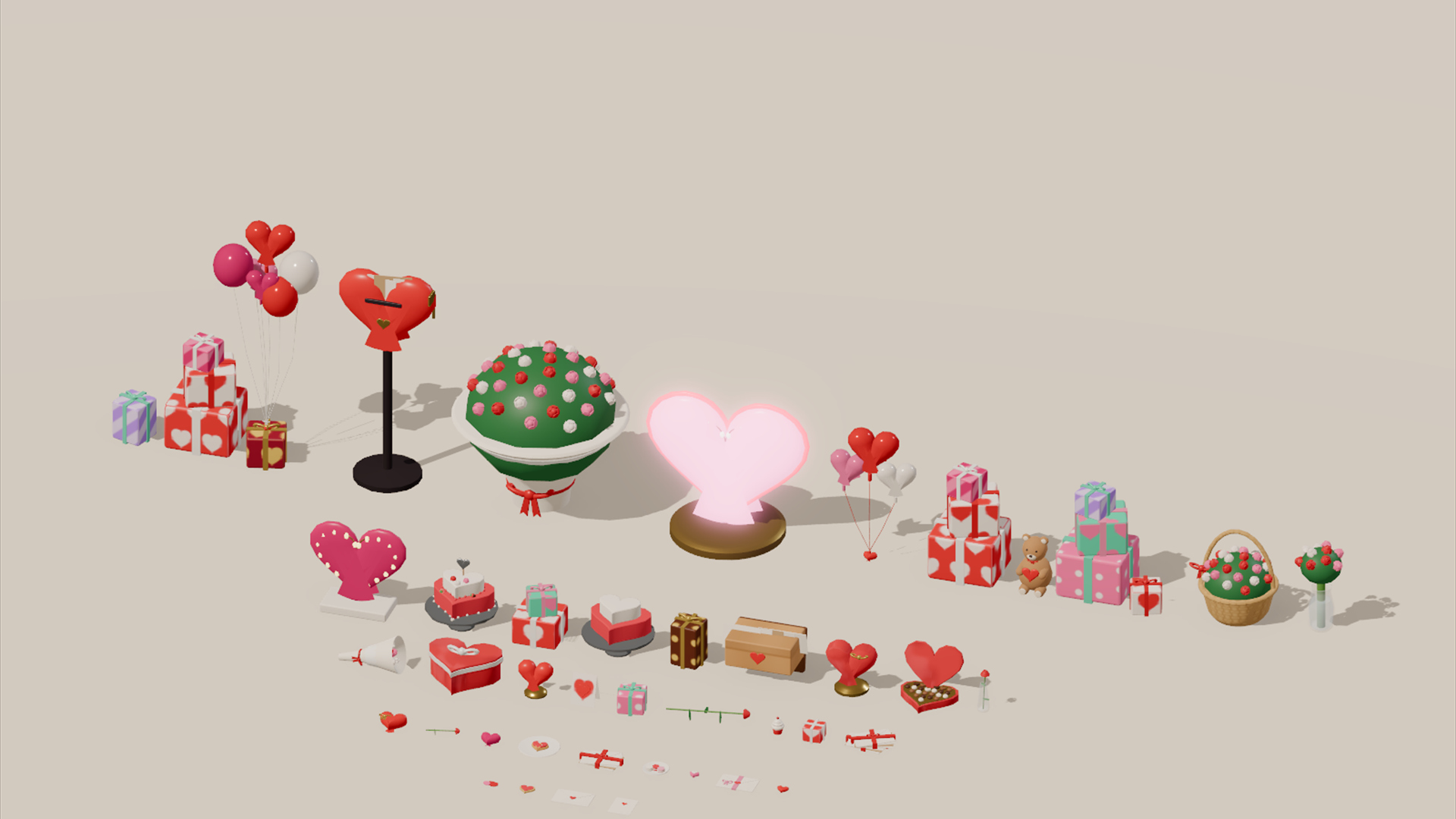Valentine&039s Day Kit - 401 Low-Poly Models 3D Model