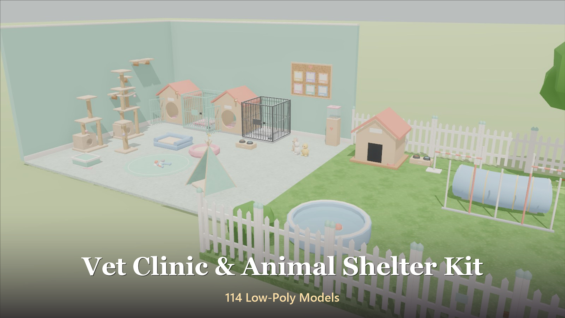 Vet Clinic &amp Animal Shelter Kit - 114 Low-Poly Models 3D Model
