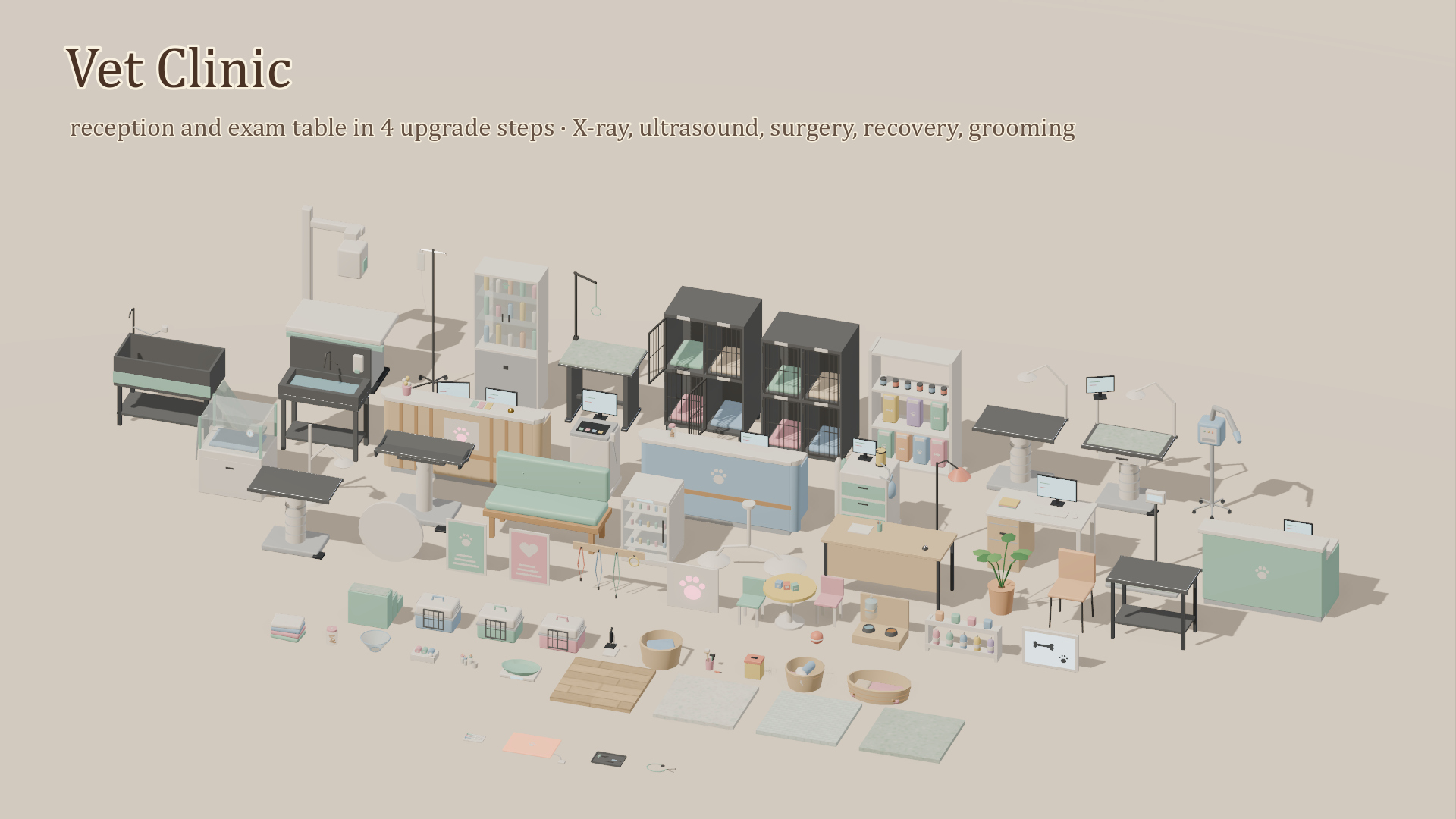 Vet Clinic &amp Animal Shelter Kit - 114 Low-Poly Models 3D Model