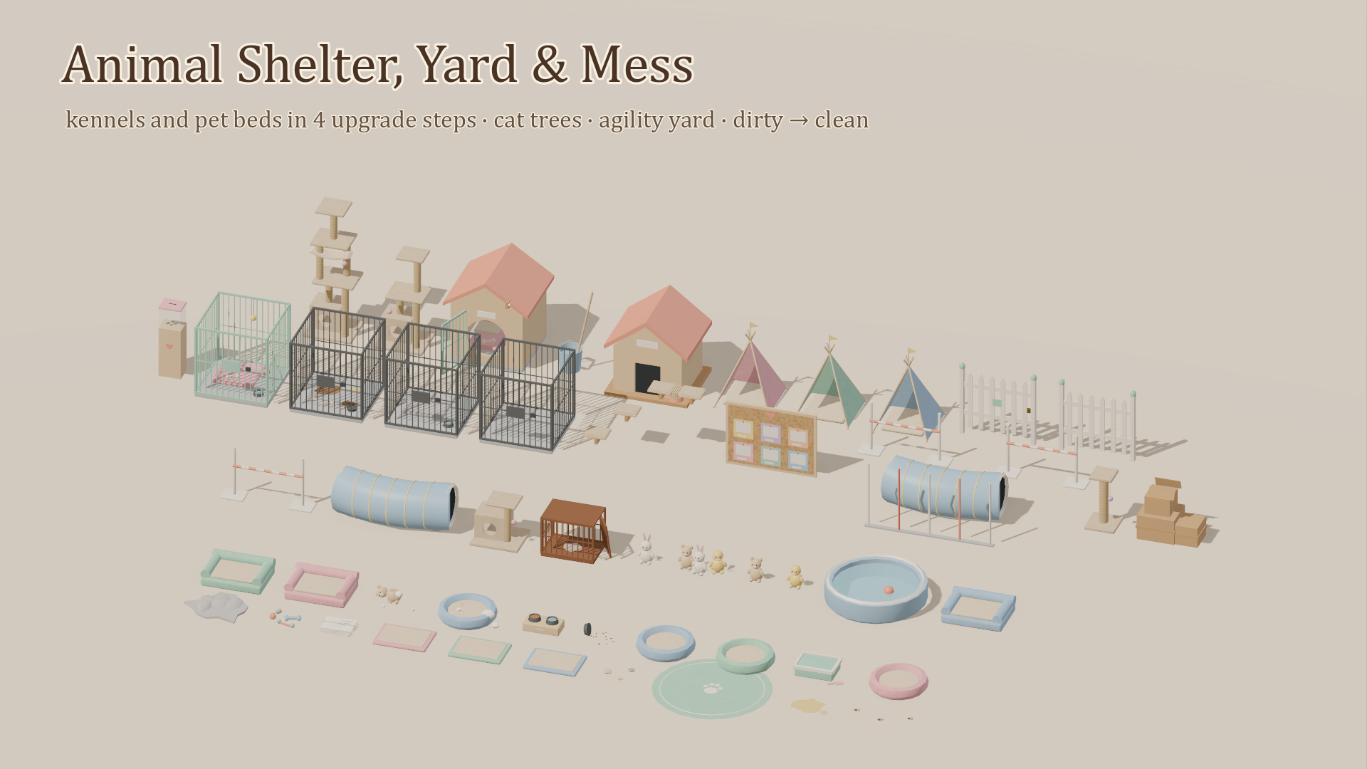 Vet Clinic & Animal Shelter Kit - 114 Low-Poly Models 3D Model