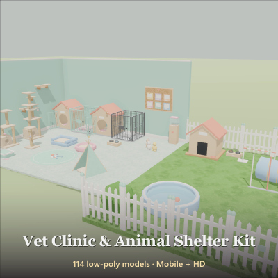 Vet Clinic & Animal Shelter Kit - 114 Low-Poly Models